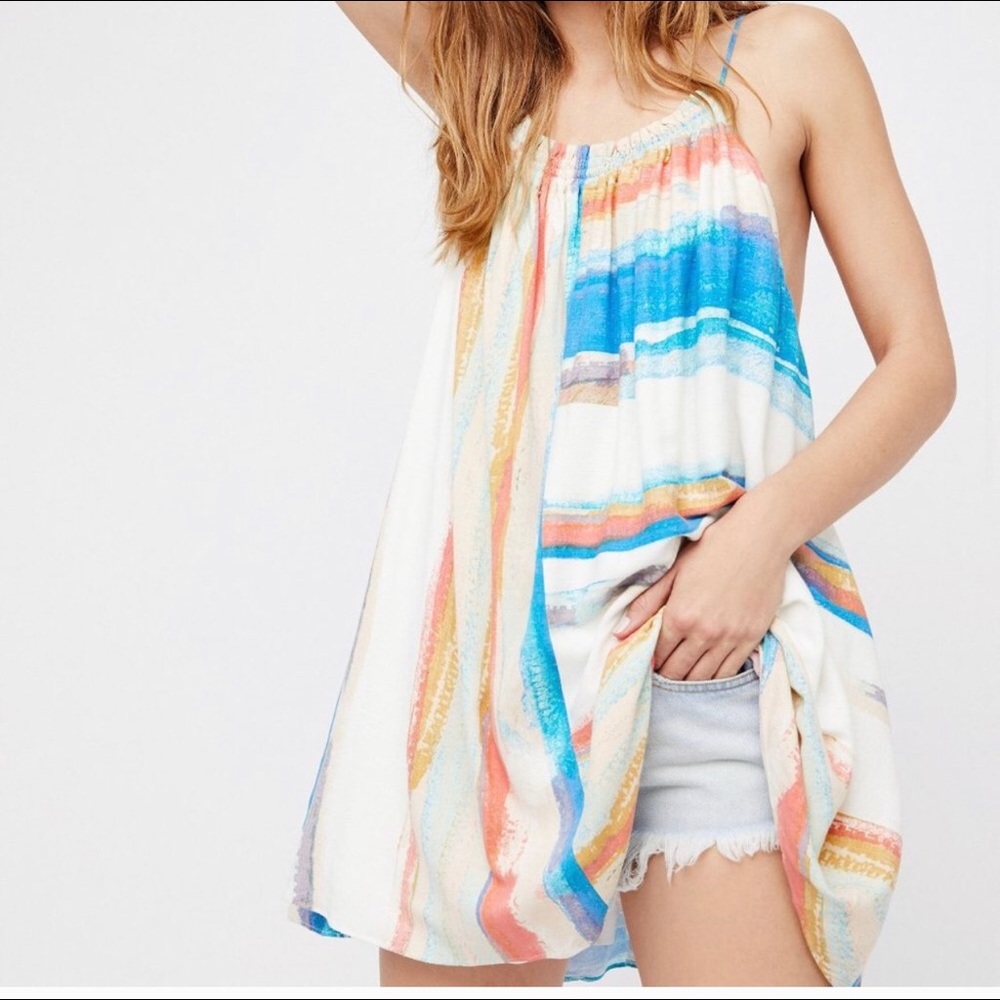 New free people painted stripe swing dress